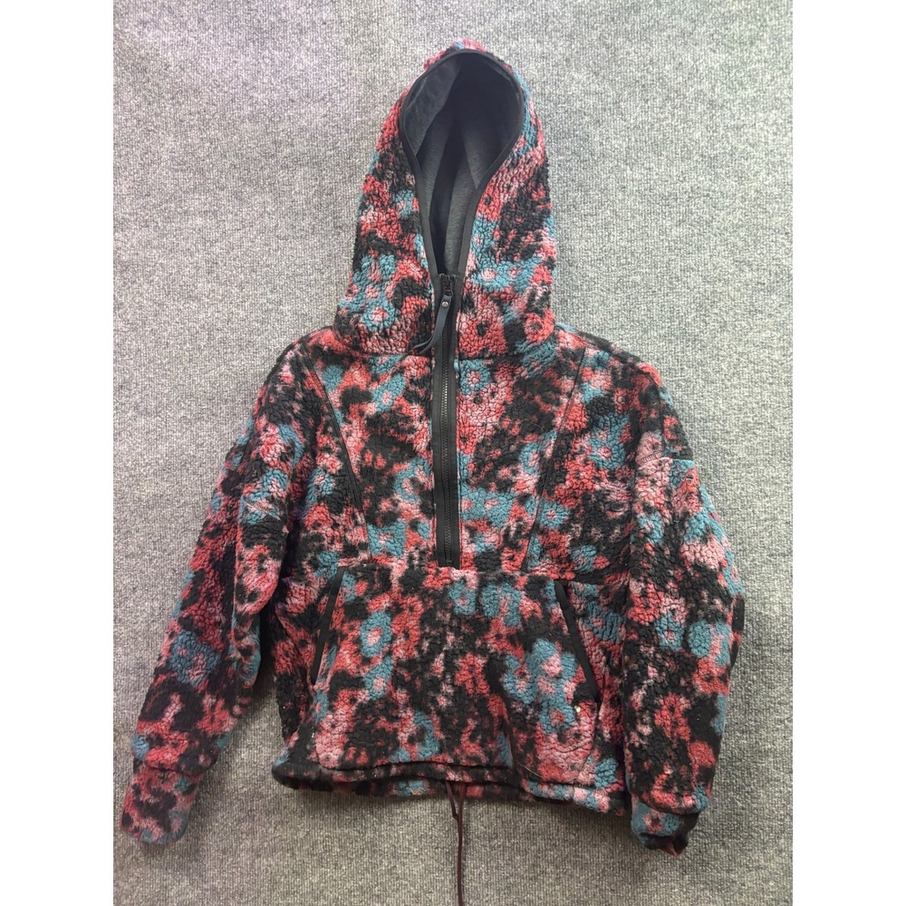 Prana Sherpa Fleece Hoodie Womens XS Multicolor Abstract Floral Quarter Zip